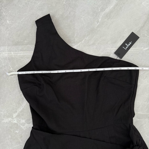 Women’s Lulus Tie and Low One Shoulder Knotted Skort Romper Linen Blend Small - Picture 14 of 16